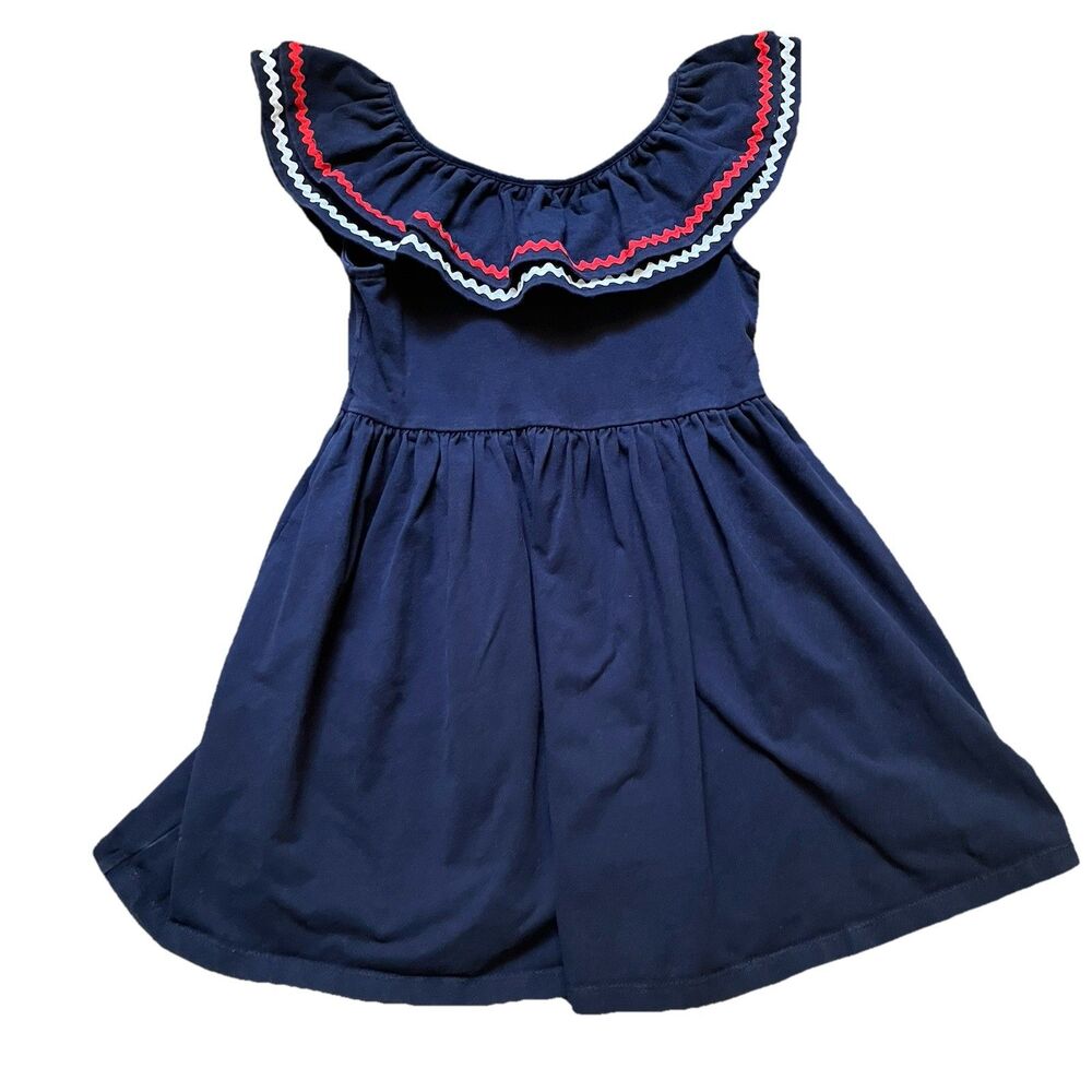 Janie and Jack Americana Ric Rac Ruffle Girls Dress Size 4 Patriotic America